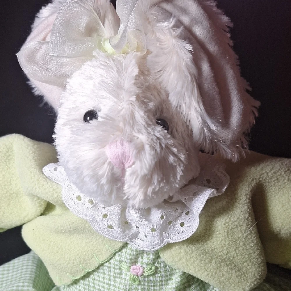 Adorable Green and White Bunny Plush Toy - Picture 7 of 12